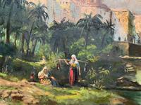Large Early 1900s North African Cityscape with Mosque Oil Painting on Canvas (3 of 15) Large Early 1900s North African Cityscape with Mosque Oil Painting on Canvas (3 of 15)