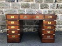 Brass Bound Mahogany Military Pedestal Desk (5 of 14) Brass Bound Mahogany Military Pedestal Desk (5 of 14)