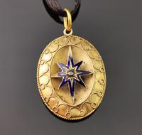 Victorian Diamond Star Pendant, Blue Enamel, 9ct Gold (11 of 11) Victorian Diamond Star Pendant, Blue Enamel, 9ct Gold (11 of 11)