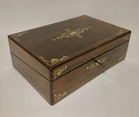 Antique Victorian Rosewood Abalone Mother of Pearl Inlaid Writing Slope Box (8 of 13) Antique Victorian Rosewood Abalone Mother of Pearl Inlaid Writing Slope Box (8 of 13)