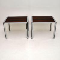 Pair of Vintage Italian Rosewood & Chrome Side Tables (2 of 8) Pair of Vintage Italian Rosewood & Chrome Side Tables (2 of 8)