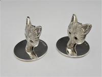 George V, Novelty Silver Fox Mask Place Stands/ Menu Holders, S Mordan & Co Ltd., London 1922 (3 of 8) George V, Novelty Silver Fox Mask Place Stands/ Menu Holders, S Mordan & Co Ltd., London 1922 (3 of 8)