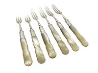 Antique Edwardian Silver & Mother of Pearl Fruit/Dessert Knives & Forks Set 1909 (5 of 12) Antique Edwardian Silver & Mother of Pearl Fruit/Dessert Knives & Forks Set 1909 (5 of 12)