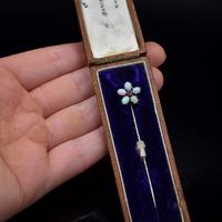 Boxed Antique Natural Opal & Spinel Silver Stick Pin Brooch (2 of 9) Boxed Antique Natural Opal & Spinel Silver Stick Pin Brooch (2 of 9)