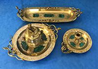 Victorian Gilt Brass Malachite Stationary Desk Set (17 of 17) Victorian Gilt Brass Malachite Stationary Desk Set (17 of 17)