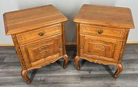 French Vintage Oak Bedside Tables Pair Cupboards Cabinets LOT 3927