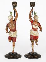 Pair of Continental, Probably French, Cold Painted Metal Figural Candlesticks (25 of 27) Pair of Continental, Probably French, Cold Painted Metal Figural Candlesticks (25 of 27)