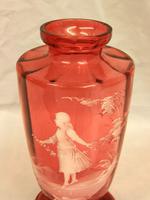 Antique Large Mary Gregory Cranberry Vase (8 of 8) Antique Large Mary Gregory Cranberry Vase (8 of 8)