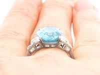 9.82ct High Zircon & 0.29ct Diamond, Platinum Dress Ring - Vintage c.1940 (9 of 9) 9.82ct High Zircon & 0.29ct Diamond, Platinum Dress Ring - Vintage c.1940 (9 of 9)