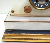 Fine Antique French Alabaster Mantel Clock – Blue Painted Dial 8-day Striking Mantle Clock (3 of 8) Fine Antique French Alabaster Mantel Clock – Blue Painted Dial 8-day Striking Mantle Clock (3 of 8)