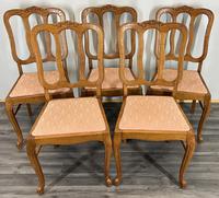 Chairs Vintage French Louis XVI Style Oak Upholstered Set of 5 Carved (1 of 14)