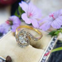 Antique French 18ct Gold Diamond Tourbillon Ring (2 of 7) Antique French 18ct Gold Diamond Tourbillon Ring (2 of 7)