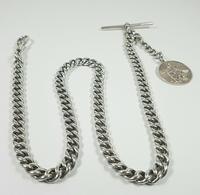 Beautiful Solid Silver Henry Allday Double Link Albert Chain & T BAR (11 of 12) Beautiful Solid Silver Henry Allday Double Link Albert Chain & T BAR (11 of 12)