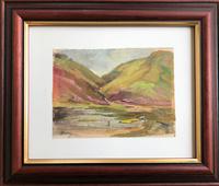 Original gouache painting 'The Hill Loch and fisherman' by Barbara Lady Brassey 1911-2010.Signed. c.1975 (2 of 2) Original gouache painting 'The Hill Loch and fisherman' by Barbara Lady Brassey 1911-2010.Signed. c.1975 (2 of 2)