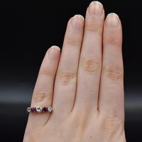 Vintage Ruby & Diamond 18ct 18K Yellow Gold Five Stone Ring (8 of 10) Vintage Ruby & Diamond 18ct 18K Yellow Gold Five Stone Ring (8 of 10)
