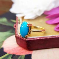 Vintage 18ct Yellow Gold & Turquoise Solitaire Ring (4 of 7) Vintage 18ct Yellow Gold & Turquoise Solitaire Ring (4 of 7)