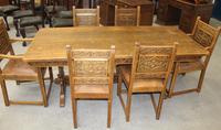 1900's French Oak Refectory Table with Set 6 Oak Chairs +Leather Embossed Seats. (3 of 9) 1900's French Oak Refectory Table with Set 6 Oak Chairs +Leather Embossed Seats. (3 of 9)