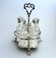 A Fine Silver Plate Warwick Type Cut Glass 5 Bottle Cruet C.1863/64 (4 of 9) A Fine Silver Plate Warwick Type Cut Glass 5 Bottle Cruet C.1863/64 (4 of 9)