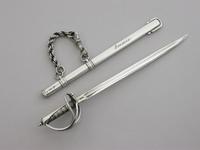 Victorian Novelty Silver Officers Dress Sword Letter Opener by Sampson Mordan, London, 1896. 'Emmie' (6 of 14) Victorian Novelty Silver Officers Dress Sword Letter Opener by Sampson Mordan, London, 1896. 'Emmie' (6 of 14)