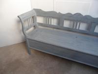Grey & Blue 3 Seater Antique Pine Kitchen / Hall Box Settle / Bench (10 of 10) Grey & Blue 3 Seater Antique Pine Kitchen / Hall Box Settle / Bench (10 of 10)