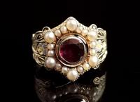 Antique Mourning Ring, 18ct Gold, Enamel, Pearl & Garnet - William IV (7 of 13) Antique Mourning Ring, 18ct Gold, Enamel, Pearl & Garnet - William IV (7 of 13)