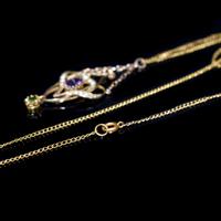 Antique Amethyst Peridot and Pearl Lavalier 9ct 9K Gold Pendant and Chain Necklace (7 of 10) Antique Amethyst Peridot and Pearl Lavalier 9ct 9K Gold Pendant and Chain Necklace (7 of 10)
