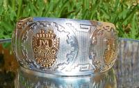 Rare Stunning Art Deco Solid Silver & 18k Gold Shield Mounted Bracelet / Bangle (3 of 8) Rare Stunning Art Deco Solid Silver & 18k Gold Shield Mounted Bracelet / Bangle (3 of 8)