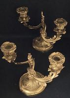 Very Good Pair of Rococo Style Antique Gilt Cast Brass Candelabra (2 of 6) Very Good Pair of Rococo Style Antique Gilt Cast Brass Candelabra (2 of 6)