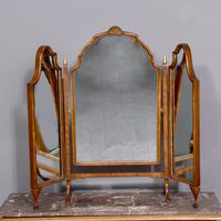 Early Georgian-style Figured Walnut & Gilded Triptych Dressing Mirror (1 of 10)