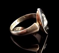 Antique Navette Mourning Ring, Black Enamel & Pearl, Ivy Leaf, 9ct Gold (2 of 10) Antique Navette Mourning Ring, Black Enamel & Pearl, Ivy Leaf, 9ct Gold (2 of 10)