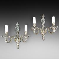 Pair of Brass Adam-style Twin-branch Wall Lights