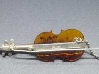 Silver & Amber Violin Brooch / Lapel Pin (6 of 6) Silver & Amber Violin Brooch / Lapel Pin (6 of 6)