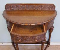 Antique Jacobean Style Carved Oak Demi Lune Side Table (5 of 8) Antique Jacobean Style Carved Oak Demi Lune Side Table (5 of 8)