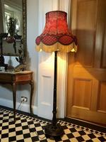 Antique Chinoiserie Black Lacquered, Hand Painted Floor Lamp with Shade (2 of 10) Antique Chinoiserie Black Lacquered, Hand Painted Floor Lamp with Shade (2 of 10)