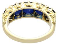 3.15 ct Basaltic Sapphire and Diamond, 15 ct Yellow Gold Five Stone Ring - Antique c.1910 (7 of 9) 3.15 ct Basaltic Sapphire and Diamond, 15 ct Yellow Gold Five Stone Ring - Antique c.1910 (7 of 9)