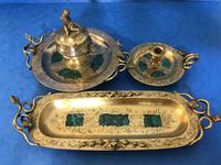 Victorian Gilt Brass Malachite Stationary Desk Set (15 of 17) Victorian Gilt Brass Malachite Stationary Desk Set (15 of 17)