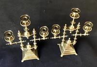 Pair of Heavy Brass Aesthetic Movement Three Branch Candelabra. (8 of 8) Pair of Heavy Brass Aesthetic Movement Three Branch Candelabra. (8 of 8)
