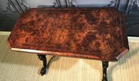 Victorian Burr Walnut Stretcher Table (4 of 9) Victorian Burr Walnut Stretcher Table (4 of 9)