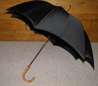 Antique 18 Carat Gold Plate Black Cotton Canopy Umbrella W/Whangee Bamboo Handle (3 of 12) Antique 18 Carat Gold Plate Black Cotton Canopy Umbrella W/Whangee Bamboo Handle (3 of 12)