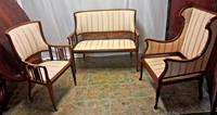 Antique Edwardian Inlaid 2 Seater Sofa Settee with 2 Chairs (1 of 14)