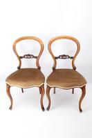 Pair Victorian Walnut Balloon Back Chairs