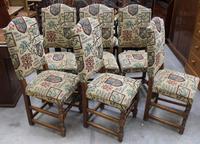 1940's Set 6 Oak High Back Dining chairs with Heraldic Upholstery (3 of 4) 1940's Set 6 Oak High Back Dining chairs with Heraldic Upholstery (3 of 4)
