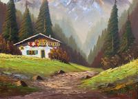The Alpine Chalet - Swiss School - A Vintage Snow-capped Landscape Oil Painting (6 of 12) The Alpine Chalet - Swiss School - A Vintage Snow-capped Landscape Oil Painting (6 of 12)