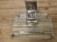 Art Deco Glass and Brass Desk Inkwell with Pen Rest (5 of 8) Art Deco Glass and Brass Desk Inkwell with Pen Rest (5 of 8)