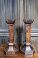 Pair of Oak Gothic Candlesticks / Lamps (4 of 6) Pair of Oak Gothic Candlesticks / Lamps (4 of 6)