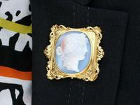 Carved Hardstone & 18ct Yellow Gold Cameo Brooch - Antique c.1860 (9 of 9) Carved Hardstone & 18ct Yellow Gold Cameo Brooch - Antique c.1860 (9 of 9)