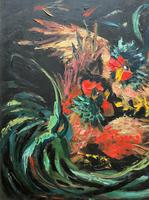 Stunning Original 1970s Vintage Abstract Acrylic Painting Cocks Fighting - Game (8 of 15) Stunning Original 1970s Vintage Abstract Acrylic Painting Cocks Fighting - Game (8 of 15)