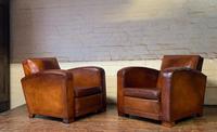 Pair of Stunning French Leather Club Chairs - Attributed to Jacques Adnet c.1950