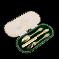Antique Victorian Solid Silver Gilt Traveling / Christening Cutlery Set - Martin Hall & Co. 1872 (22 of 22) Antique Victorian Solid Silver Gilt Traveling / Christening Cutlery Set - Martin Hall & Co. 1872 (22 of 22)