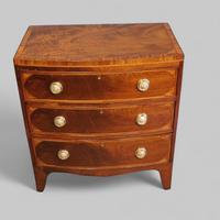 Small Antique Bow Fronted Inlaid Chest of Drawers